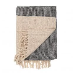 Bloomingville Grey / Neutral Fringed Throw - Eco Cotton - Indoor/Outdoor Soft Furnishings
