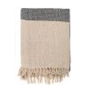 Bloomingville Grey / Neutral Fringed Throw - Eco Cotton - Indoor/Outdoor Soft Furnishings