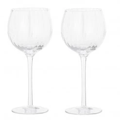 Bloomingville Bar & Kitchen Stylish Ribbed Balloon/Gin Glasses (Set Of 2)