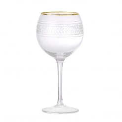 Bloomingville Vilja Pattern Gold Rim Balloon Glasses (Set Of 2)