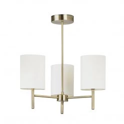 Ashton And Barrow Arco Classic 3 Light Ceiling Lamp With Off White Shades - Brass Ceiling Lights
