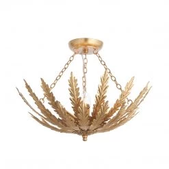 Ashton And Barrow NEW IN! Bali Opulent Palm Leaf Ceiling Light - Gold - Semi Flush