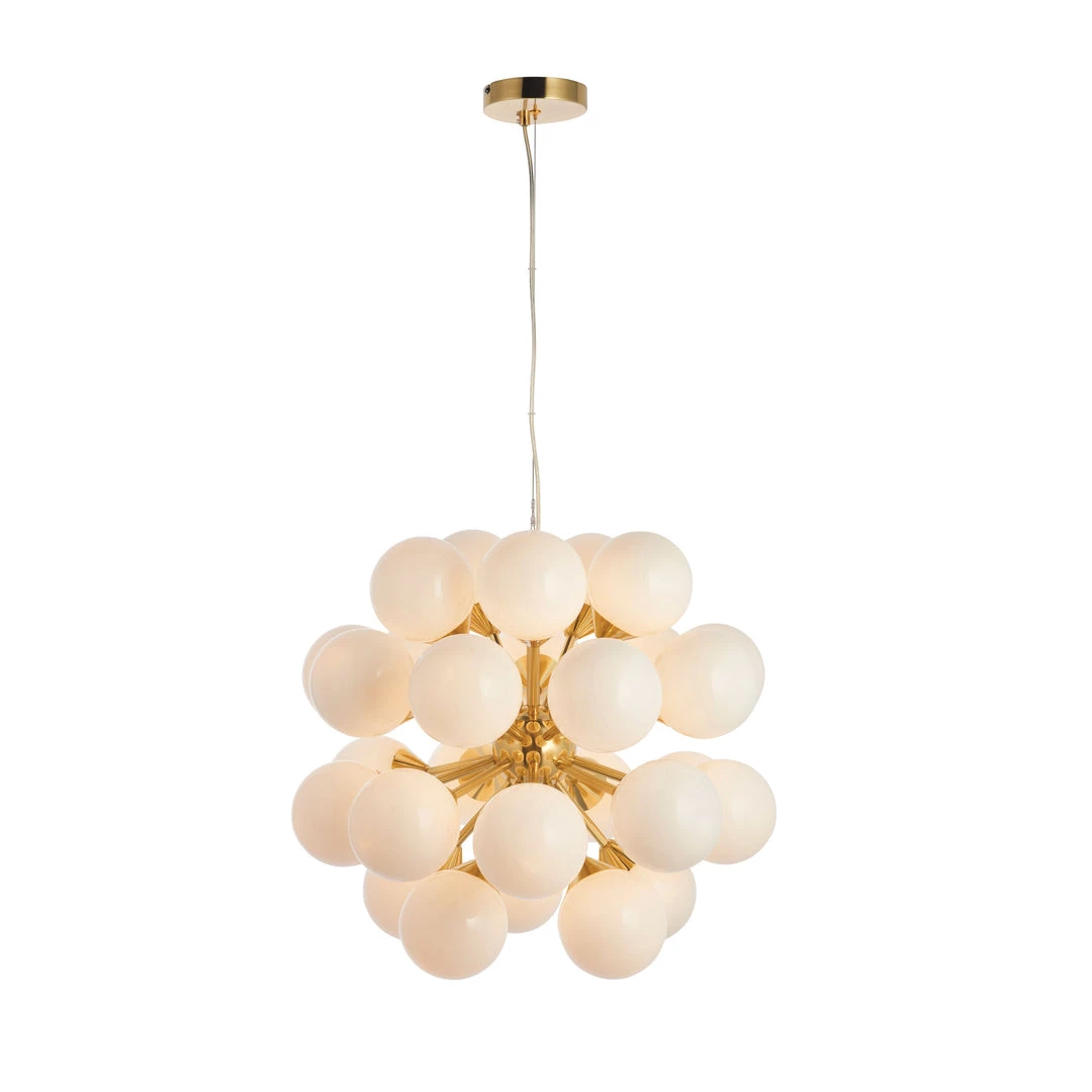 Ashton And Barrow The Gotham 28-Light Statement Pendant Light, Brushed Gold / Gloss White 1 Ashton And Barrow The Gotham 28-Light Statement Pendant Light, Brushed Gold / Gloss White
