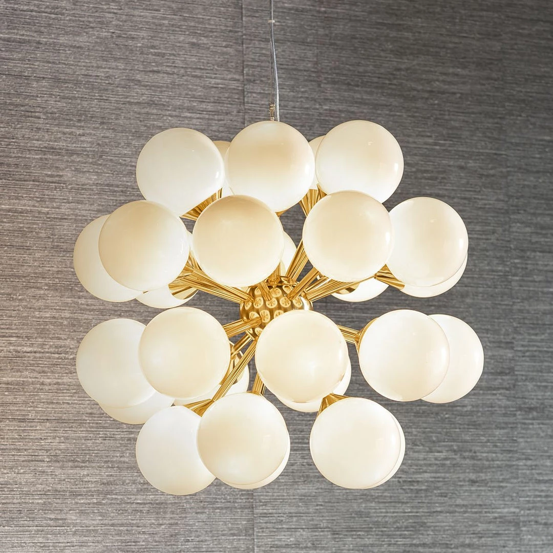 Ashton And Barrow The Gotham 28-Light Statement Pendant Light, Brushed Gold / Gloss White 2 Ashton And Barrow The Gotham 28-Light Statement Pendant Light, Brushed Gold / Gloss White