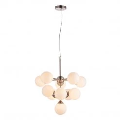 Ashton And Barrow Ceiling Lights The Gotham 11-Light Statement Pendant Light, Nickel / Gloss White