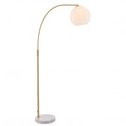 Ashton And Barrow Carlton Glass Dome Floor Lamp With Curved Brass Base