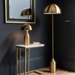 Ashton And Barrow NEW IN! Nouveau Floor Lamp With Dome Shade - Antique Brass