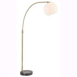 Ashton And Barrow Carlton Glass Dome Floor Lamp With Curved Brass Base
