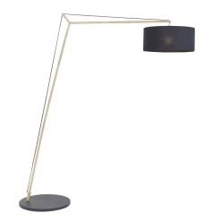 Ashton And Barrow Boston Cantilevered Floor Lamp With Drum Shade - Antique Brass/Black