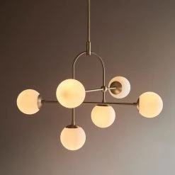 Ashton And Barrow Ceiling Lights Manhattan 6 Bulb Statement Art Deco Pendant Light - Matte Brass