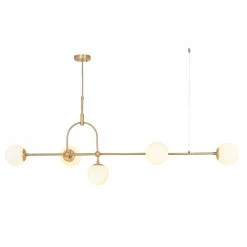 Ashton And Barrow Manhattan 5 Bulb Statement Art Deco Pendant Light - Matte Brass