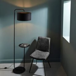 Ashton And Barrow Lighting Colton Floor Lamp With Reading Table - Black