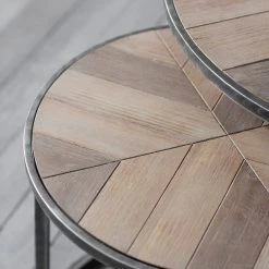 Ashton And Barrow NEW IN! Ancoats - Industrial Style Nest Of 2 Tables - Coffee Table - Natural Wood