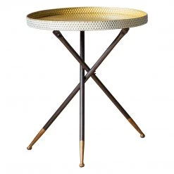 Ashton And Barrow Gregory Tripod Side Table - Gold Detailing - 510x510x615mm