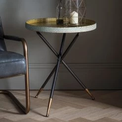 Ashton And Barrow Gregory Tripod Side Table - Gold Detailing - 510x510x615mm