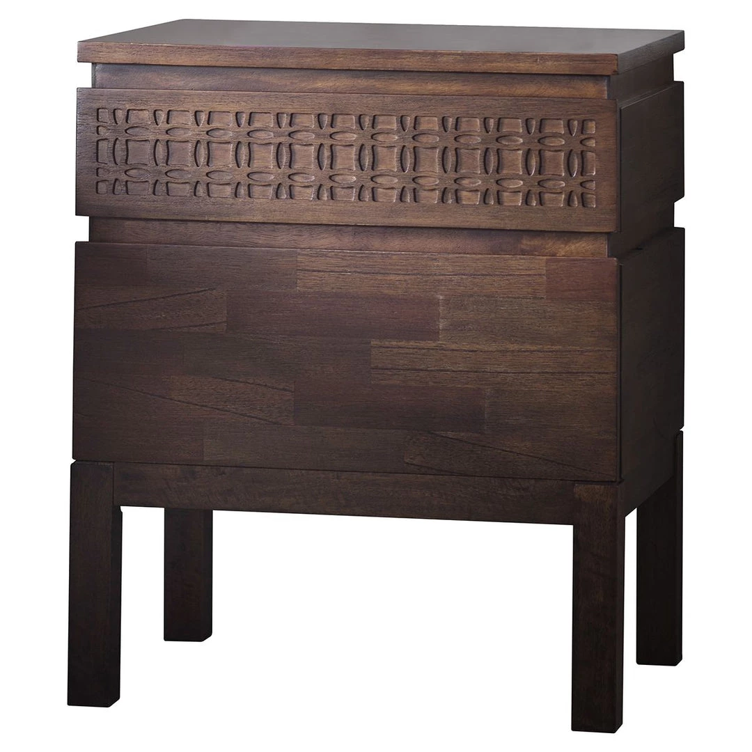 Ashton And Barrow Ashram 2-Drawer Bedside Table Chest - Brown Mango Wood Furniture 3 Ashton And Barrow Ashram 2-Drawer Bedside Table Chest - Brown Mango Wood Furniture