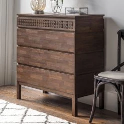 Ashton And Barrow Ashram 4 Drawer Chest Of Drawers - Brown Mango Wood Furniture