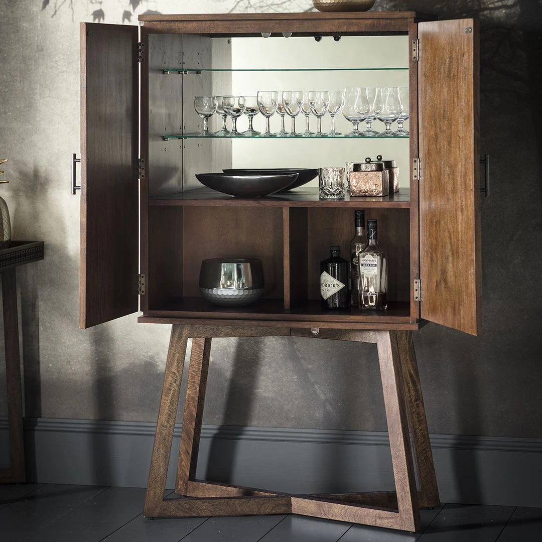 Ashton And Barrow Furniture Ashram Drinks/Cocktail Cabinet - Brown Mango Wood 2 Ashton And Barrow Furniture Ashram Drinks/Cocktail Cabinet - Brown Mango Wood