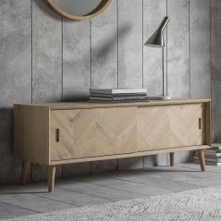 Ashton And Barrow Furniture Milan Sleek Chevron Media Unit - Natural Oak