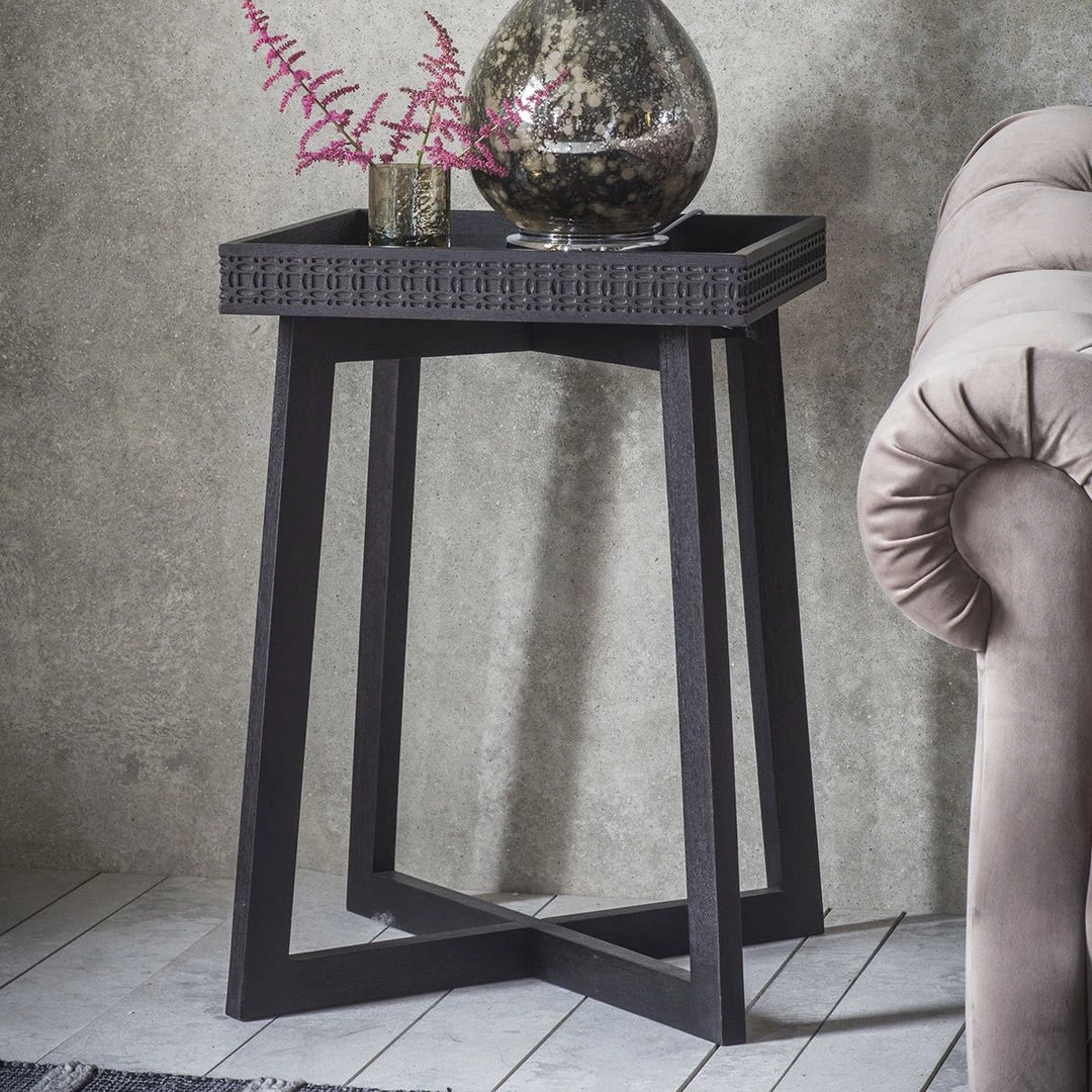 Ashton And Barrow Ashram Side Table - Black Mango Wood Furniture 1 Ashton And Barrow Ashram Side Table - Black Mango Wood Furniture