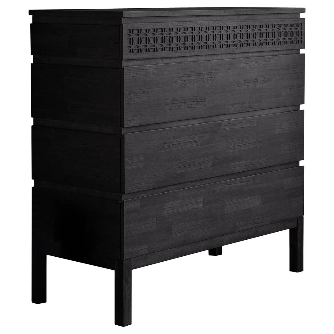 Ashton And Barrow Furniture Ashram 4 Drawer Chest Of Drawers - Black Mango Wood 3 Ashton And Barrow Furniture Ashram 4 Drawer Chest Of Drawers - Black Mango Wood