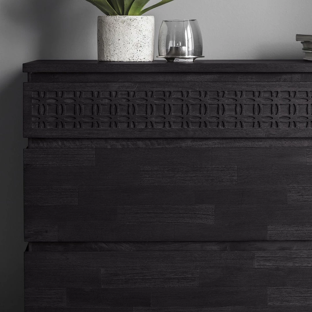 Ashton And Barrow Furniture Ashram 4 Drawer Chest Of Drawers - Black Mango Wood 2 Ashton And Barrow Furniture Ashram 4 Drawer Chest Of Drawers - Black Mango Wood