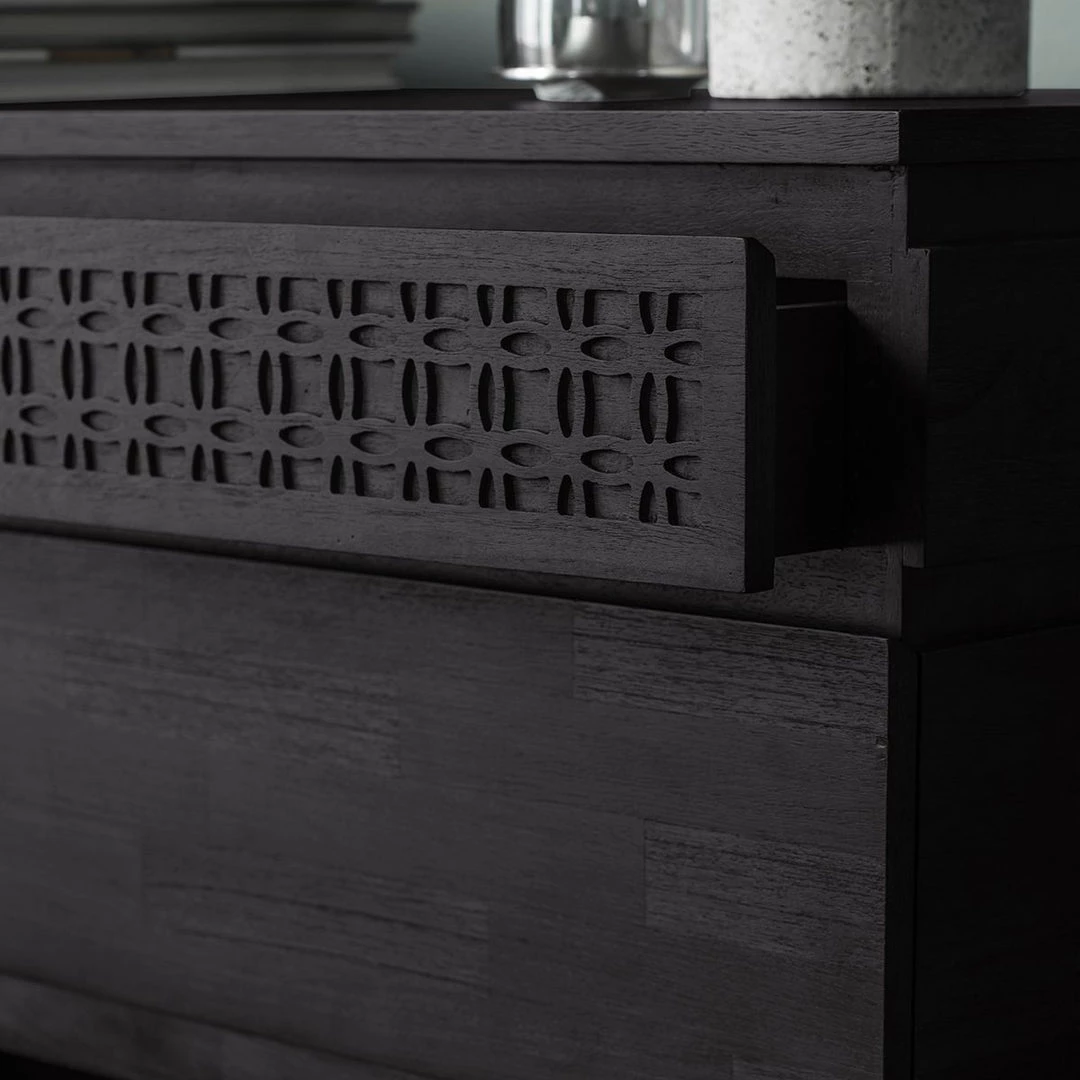 Ashton And Barrow Furniture Ashram 4 Drawer Chest Of Drawers - Black Mango Wood 4 Ashton And Barrow Furniture Ashram 4 Drawer Chest Of Drawers - Black Mango Wood