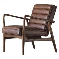 Ashton And Barrow The Daytona Mid-Century Style Armchair - Distressed Brown - Leather Furniture