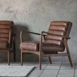 Ashton And Barrow The Daytona Mid-Century Style Armchair - Distressed Brown - Leather Furniture