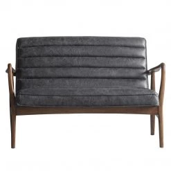 Ashton And Barrow The Leyland Mid-Century Style 2 Seater Sofa - Antique Ebony - Leather Furniture