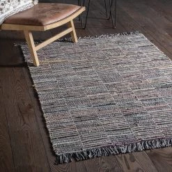 Ashton And Barrow NEW IN! Alfredo Rug - Modern Multi-coloured Jute & Cotton Recycled - 120 X 170cm