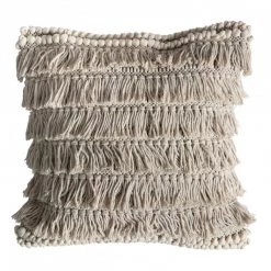 Ashton And Barrow Cream Hygge Boho Fringe Tassel Cushion (45x45cm) Soft Furnishings