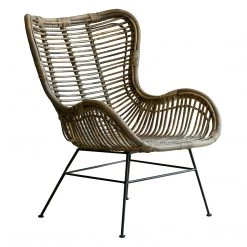 Ashton And Barrow Jenner - Smoked Rattan Lounge Chair - Gunmetal Legs