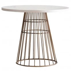 Ashton And Barrow NEW IN! Ashton White Concrete Bistro Table With Bronze Cage Frame