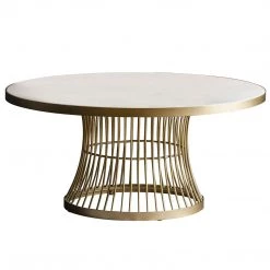 Ashton And Barrow Furniture Pickton Marble Coffee Table With Cage Leg - White/Gold
