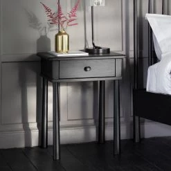 Ashton And Barrow Wallace - Elegant 1 Drawer Bedside Table - Black