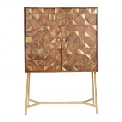 Ashton And Barrow Furniture Tully Drinks Cocktail Cabinet - Acacia Wood & Brass