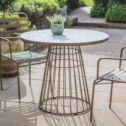Ashton And Barrow NEW IN! Worsley Mosaic Tiled Bistro Table With Bronze Cage Frame