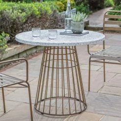 Ashton And Barrow Barrow Terrazzo Bistro Table With Bronze Cage Frame