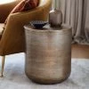 Ashton And Barrow Asha Embossed Metal Side Table - Antique Brass