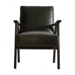 Ashton And Barrow The Leyland Mid-Century Style Armchair - Moss Green - Leather
