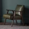 Ashton And Barrow The Leyland Mid-Century Style Armchair - Moss Green - Leather