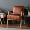 Ashton And Barrow Furniture The Leyland Mid-Century Style Armchair - Antique Tan-Brown - Leather