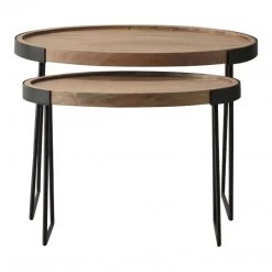 Ashton And Barrow Denton - Nest Of 2 Tables - Black Metal & Solid Wood - 650x450x500mm NEW IN!