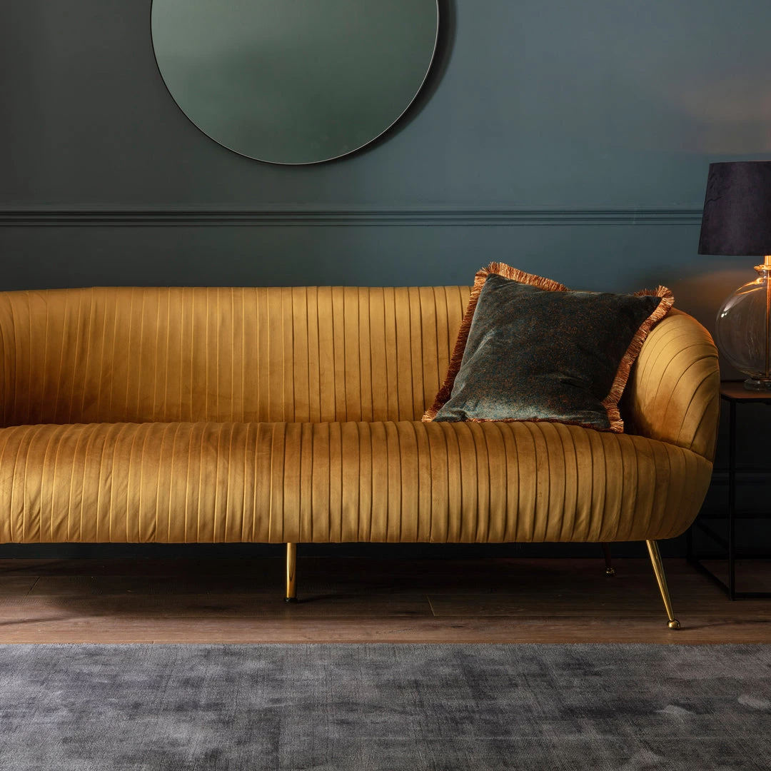 Ashton And Barrow Bianca Sofa - Pleated Gold Velvet 1 Ashton And Barrow Bianca Sofa - Pleated Gold Velvet