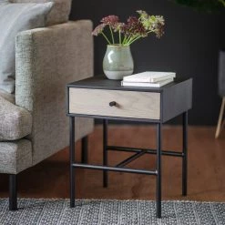 Ashton And Barrow Cranford 1 Drawer Side Table - Black/Natural Furniture