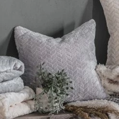 Ashton And Barrow Silver-Grey Hygge Chevron Cushion (45x45cm)