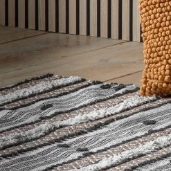 Ashton And Barrow NEW IN! Pablo - 100% Cotton Rug, Tan & Black, Various Sizes
