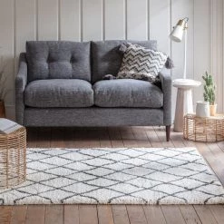 Ashton And Barrow Alpino Rug - Contemporary Criss-Cross Pattern Soft Pile - Cream & Charcoal - Various Sizes
