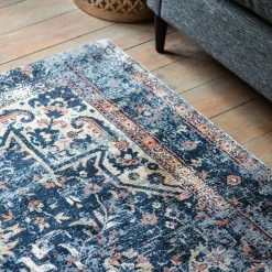 Ashton And Barrow Iglesia Rug - Classic Faded Persian Style - Various Sizes - Dark Teal